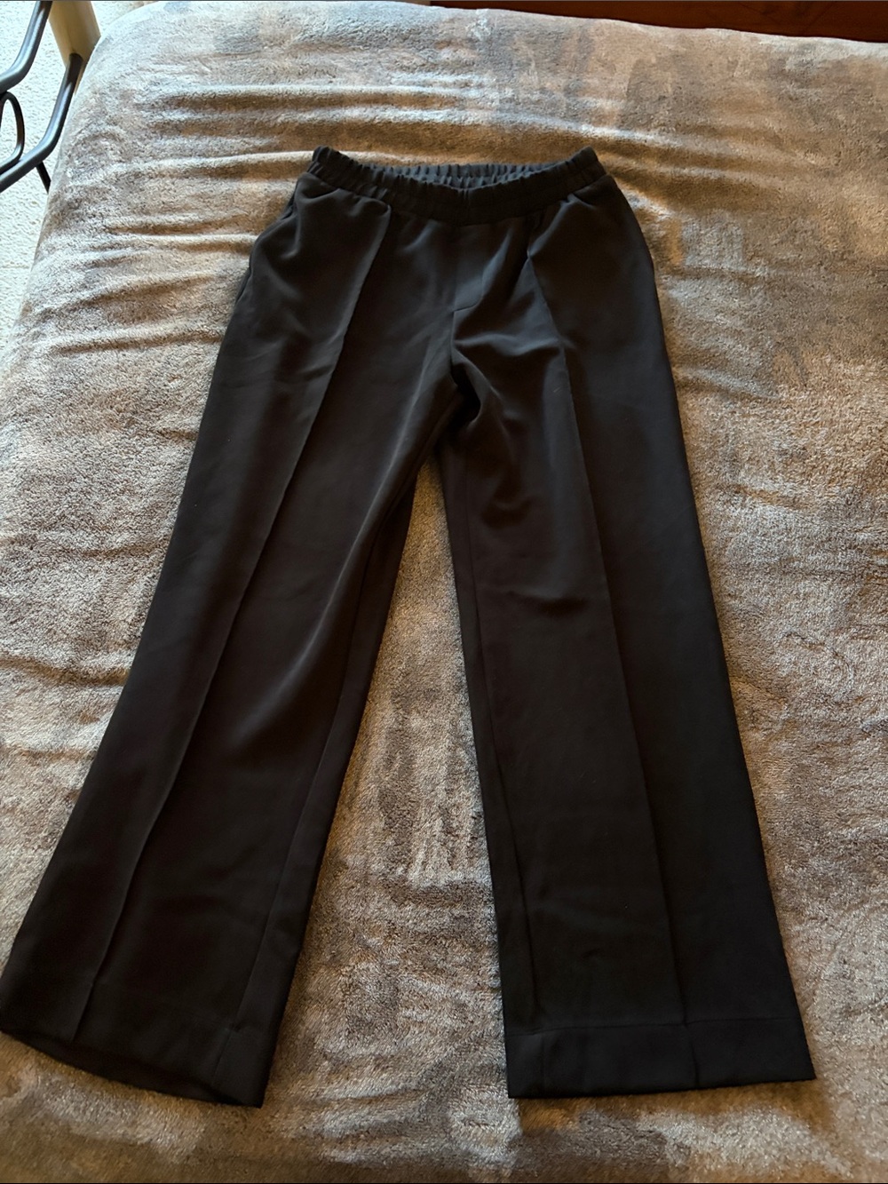 Black Wide Leg Pull-On Dress Pants